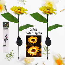 2 Pc Outdoor Solar Sunflower Lights  Waterproof Garden Landscape Stake Light