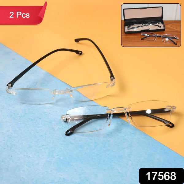 Pack of 2 Rimless Reading Glasses Lightweight Comfort Readers