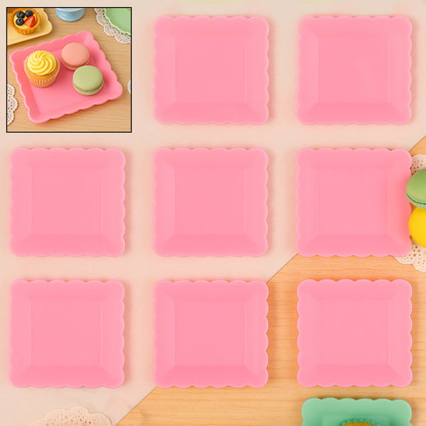 Square Plastic Dinner Plate Snacks Breakfast Serving Trays Home School  8 Pc Set