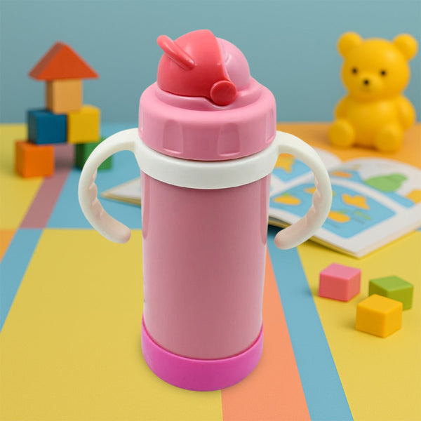 Stainless Steel Water Bottle With Handle & Straw For office / Gym / School (350 Ml)