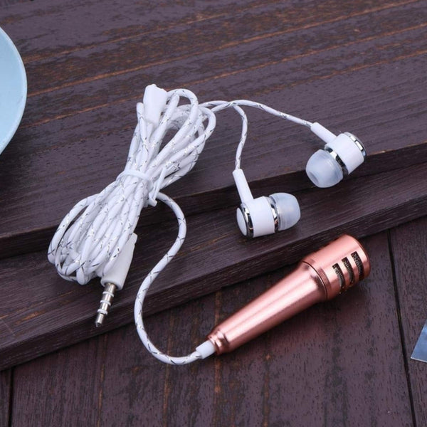 Mini Microphone Mic with Earphone for Voice Recording (1 Pc)
