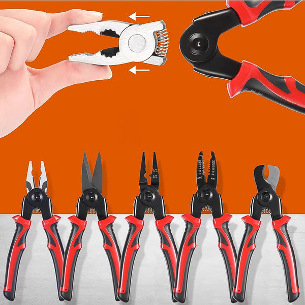5 in 1 Wire Stripper Pliers Set Soft Grip, Anti-Slip, Alloy Steel, Cutting & Stripping