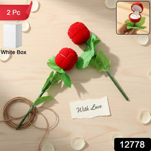 Romantic Artificial Rose Ring Box Stick 2 Piece Flower Shaped