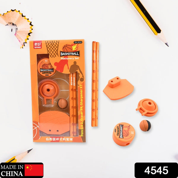 Football & Basketball Stationery Kit  Pencil, Sharpener & Eraser (Birthday Gift)