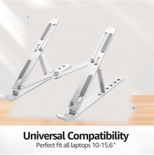 Metal Portable Laptop Stand  6-Angle Adjustable Riser for Laptops, Phones & Tablets