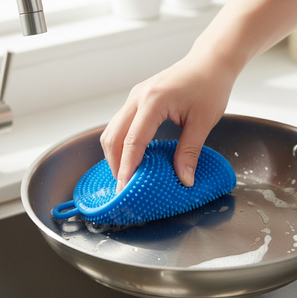 Silicone Dish Scrubber Sponge Mildew Free, Non Stick, Heat Resistant