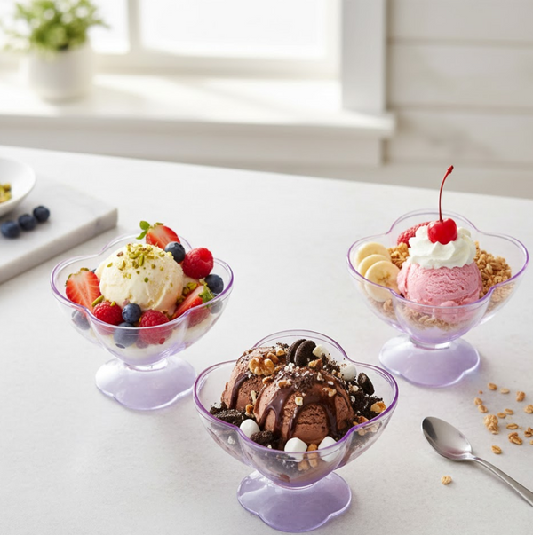 Modern Style Dessert & Ice Cream Bowl, Plastic (6 Pc)