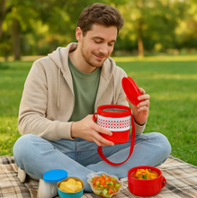 2layer Adjustable Insulated Tiffin Set of 1, Blue 3 Containers Lunch Box