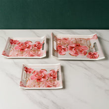 Plastic Rectangular Serving Tray Set  Printed Design Trays for Home & Kitchen