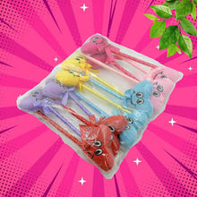 Cute Cartoon Shape & Heart Design Facy Writting Pen Attached Rattle (12 Pcs Set Mix Design & Color)