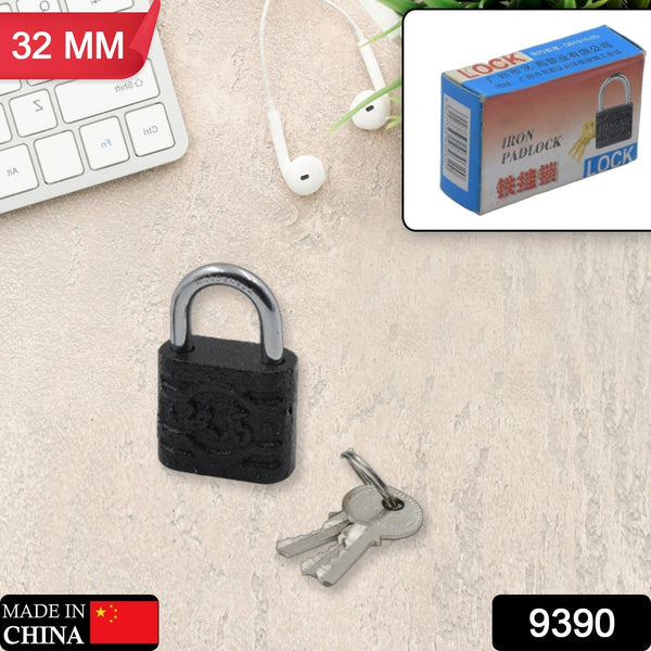 Thickened Black Iron Padlock  Brass Core, Waterproof, Anti-Theft (75/60/32mm)