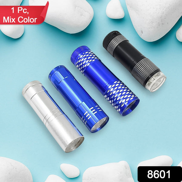 Portable Mini Torch  9 LED Pocket Flashlight, Battery Operated (Mix Color)