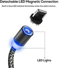 Magnetic Charging Cable 3 in 1 Metal Magnetic Micro USB Type C Lighting Cable with LED