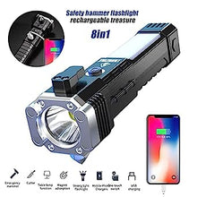 Portable 3W Rechargeable LED Torch with Long Beam, Hammer & Glass Cutter