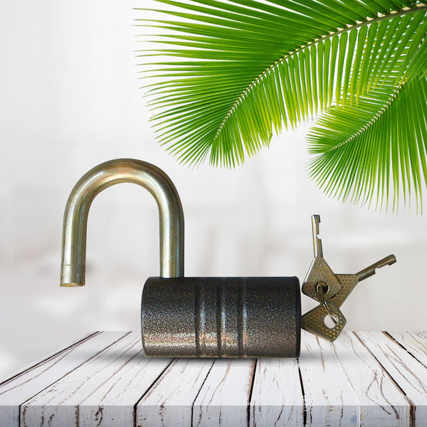 Heavy-Duty Iron Padlock  82mm Black with Brass Core & 5 Keys, Waterproof