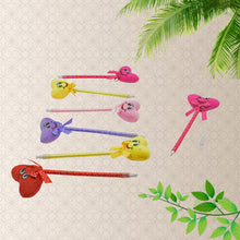 Cute Cartoon Shape & Heart Design Facy Writting Pen Attached Rattle (12 Pcs Set Mix Design & Color)