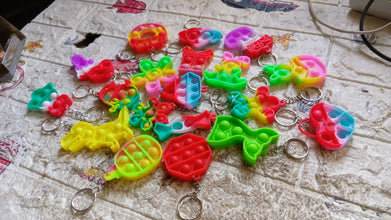 Compact Pop It Keychain  Fun Stress Relief Fidget Toy (1 Pc | Mix Design)