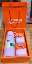 Purple Vacuum Flask Set Stainless Steel Thermos with 3 Cups, Approx 500ml