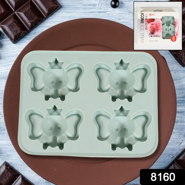 Silicone Cartoon Shape 4 Grid Ice Cube Tray  for Fridge 1 Pc