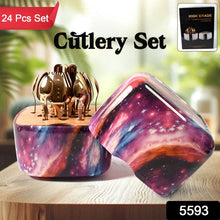 Unique Golden Egg Storage Modern Tableware Steak Knives Fork Flatware Set (24Pcs Set)