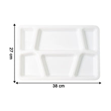 Plastic Multi-Compartment Rectangular Meal Serving Tray / Plate (1 Pc / White)