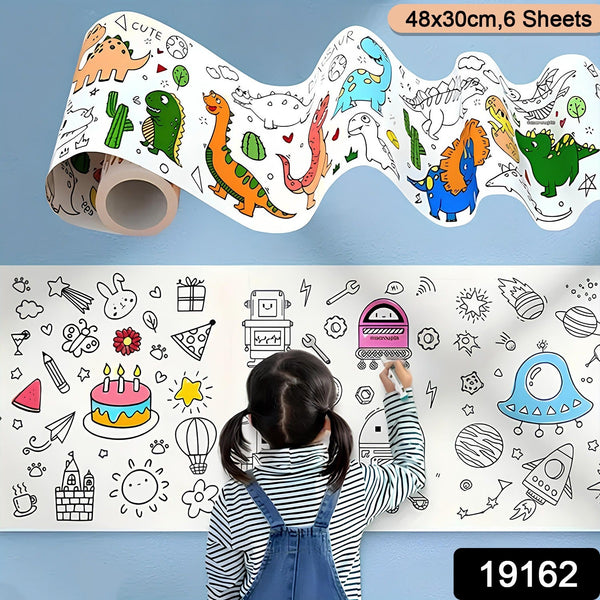 Giant Coloring Roll + 48-Piece Dual-Tip Sketch Markers Set Combo
