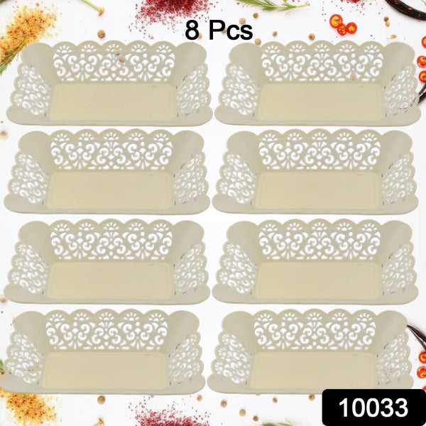 Rectangle Plastic Dinner Plate  Serving Trays Home School Office 8 Pcs Set