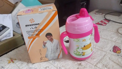 Vacuum Stainless Steel Water Bottle With Carry Handle & Straw (280 ML)