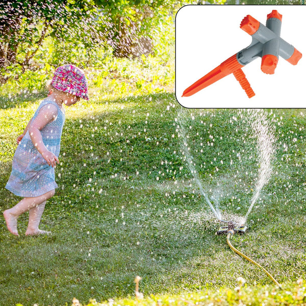 360° Rotating Garden Sprinkler  Adjustable 4-Arm Lawn Water Sprayer