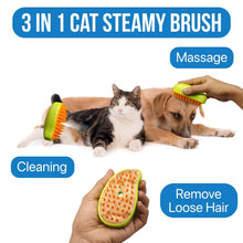 3-in-1 Cat Steamy Brush  Self-Cleaning Pet Grooming & Hair Removal Comb