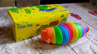 3D Rainbow Color Plastic Slug Fidget Toys, Stress Relieving Toy for Toddlers Kids Adults  (1 Pc)