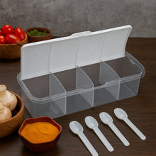 Kitchen Multipurpose Air-tight 4 Sections Storage Containers with 4 spoon (1 Pc )