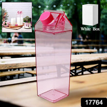 Plastic Milk Carton Colorful Clear Water Bottle, 17 Oz Portable Milk Box