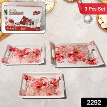 Plastic Rectangular Serving Tray Set  Printed Design Trays for Home & Kitchen