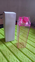 Plastic Milk Carton Colorful Clear Water Bottle, 17 Oz Portable Milk Box