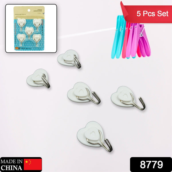 Multipurpose Strong Hook Self-Adhesive hooks for wall (5 Pc Set)