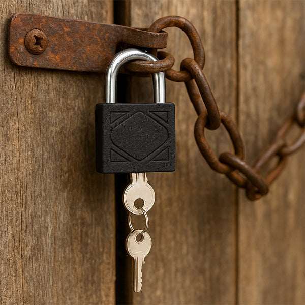 Thickened Black Iron Padlock  Brass Core, Waterproof, Anti-Theft (75/60/32mm)