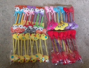 Cute Cartoon Shape & Heart Design Facy Writting Pen Attached Rattle (12 Pcs Set Mix Design & Color)