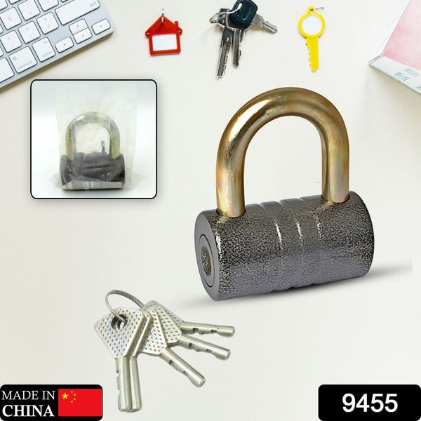 Heavy-Duty Iron Padlock  82mm Black with Brass Core & 5 Keys, Waterproof