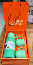 Green Vacuum Flask Set Stainless Steel Thermos with 3 Cups, Approx 500ml