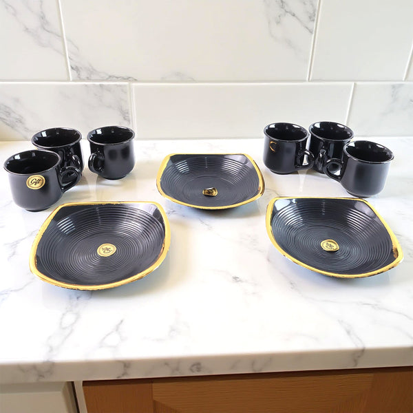 Sweet Buzz 9-Piece Seashell Ceramic Cup Set  Ideal for Home & Gifts