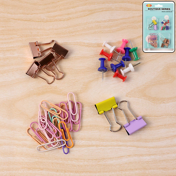 Office Stationery Clips and Pins Combo (1 Set)