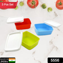 3-Piece Multicolor Airtight Container Set  Rectangular Food & Fridge Storage