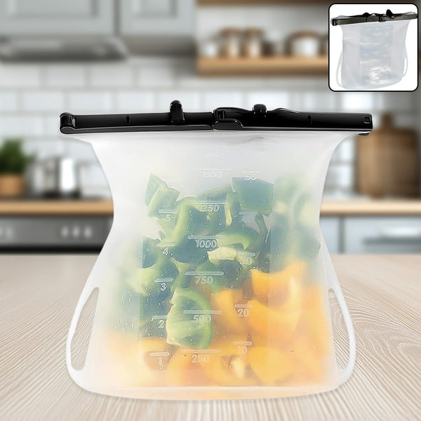Silicone Food Bag  Leakproof, Flat Bottom, BPA-Free, Microwave & Dishwasher Safe