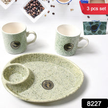 Ceramic Tea/Coffee Cup Set - Alpino 3-Piece 2-Compartment Serving Platter (BPA-Free)