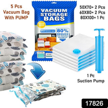 Vacuum Storage Bags with Suction Pump & Shirt clips (5 Pcs Set)