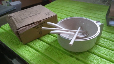 Rice Bowl Noodle Set  6 Pcs with Lid, Handle & Cutlery