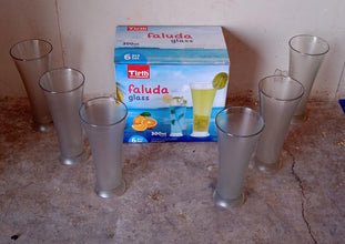High Quality Faluda, ice cream, Juicer and Water Glasses Set of 6 Pcs (Plastic 300 ML Approx)