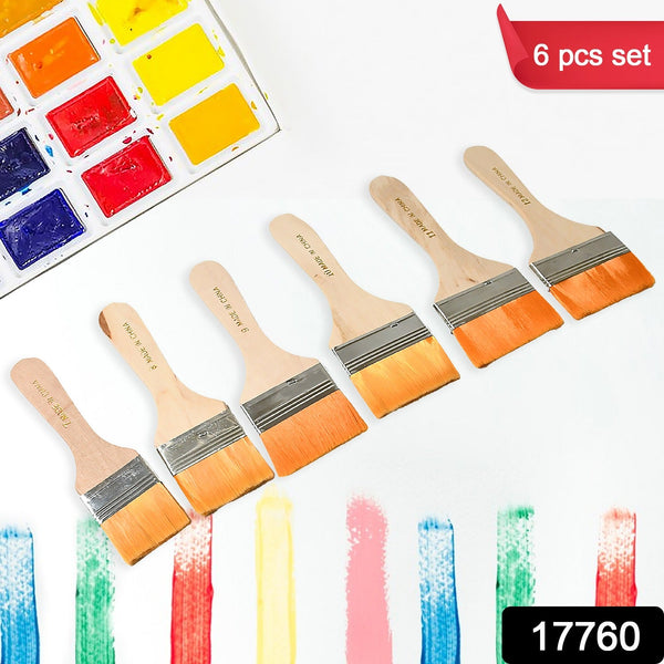 Nylon Pine Painting Brush Set  Dusting & Wall Paint Brushes (6 Pc Set)