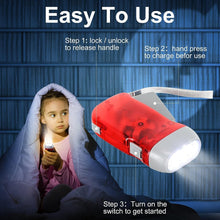 2-LED Hand Press Torch Battery-Free Hand Crank Flashlight